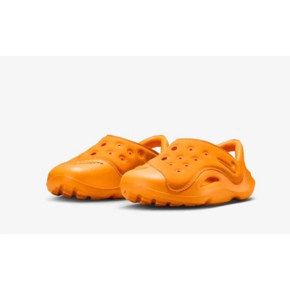 Nike Aqua Swoosh Kids 1Y Orange New Water Shoes Sandals Clogs
